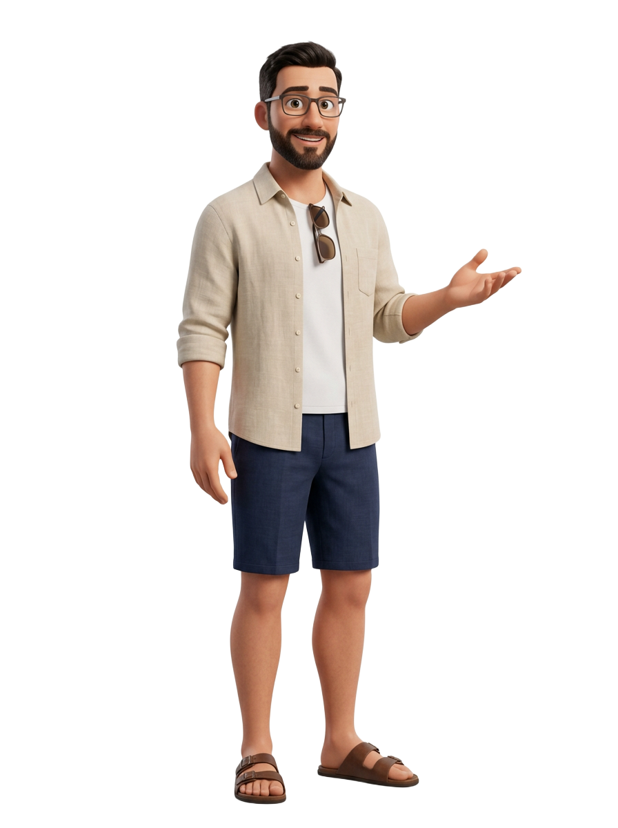 Easy Buddy in SHARM — Tropical Sharm outfit • linen shirt • sun-ready
